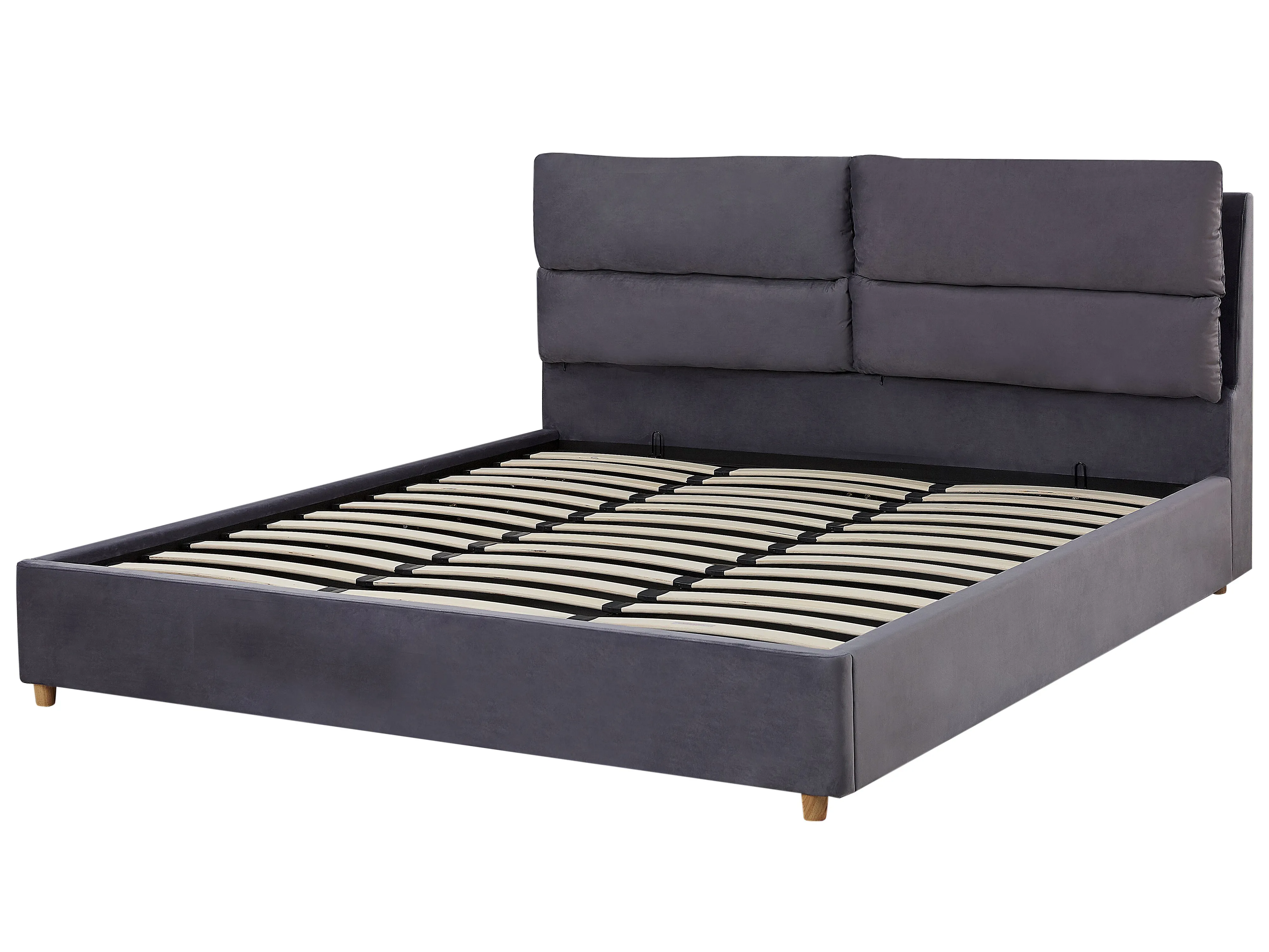 Bed met opbergruimte Fluweel BATILLY 180 x 200 cm Grijs