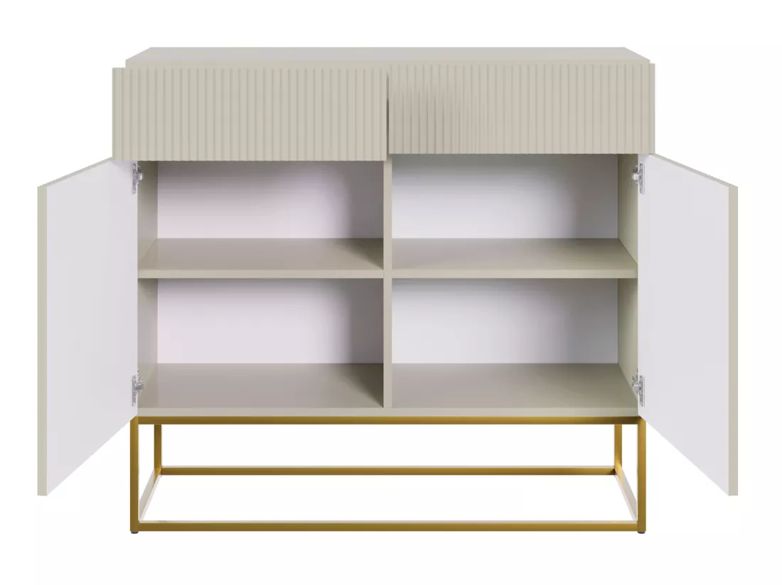 Commode à deux portes - 100 cm - avec deux tiroirs - taupe (gris-beige) - VELDIO