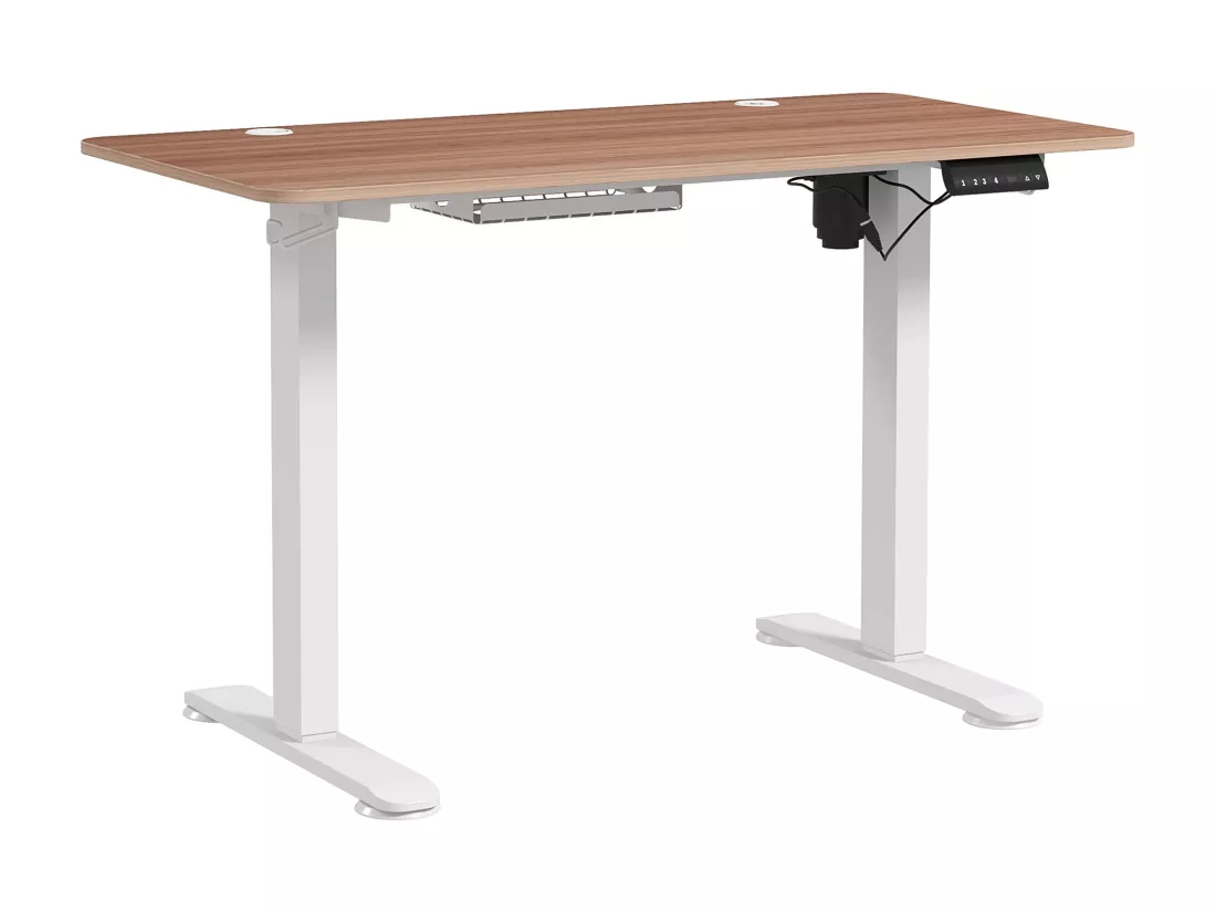 Bureau assis debout électrique - bureau réglable en hauteur - bureau électrique réglable - acier noir aspect bois chêne clair