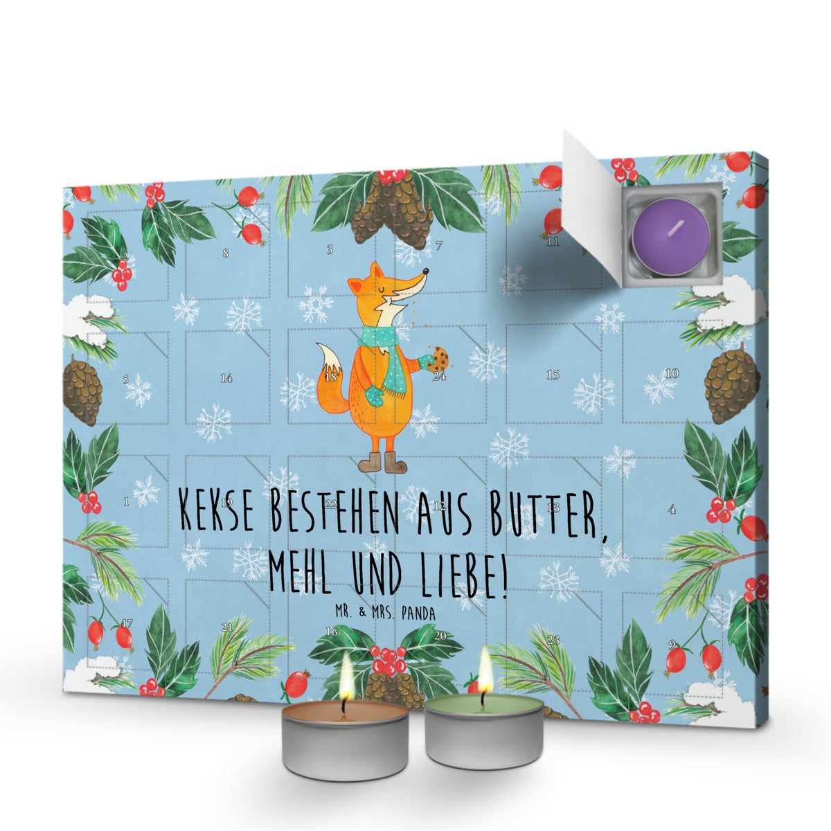 Mr. & Mrs. Panda Geurkaars Adventskalender Voskoekje - Pastelblauw