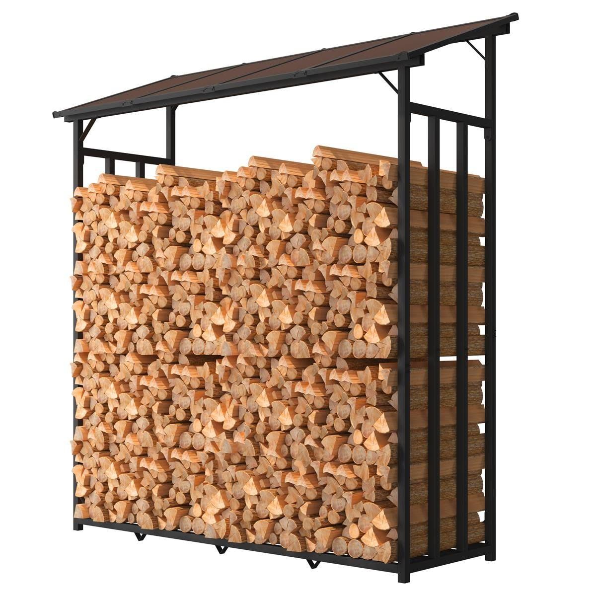 Metra Metall Kaminholzregal Anthrazit XXL 175 x 70 x 193,5 cm mit Dach