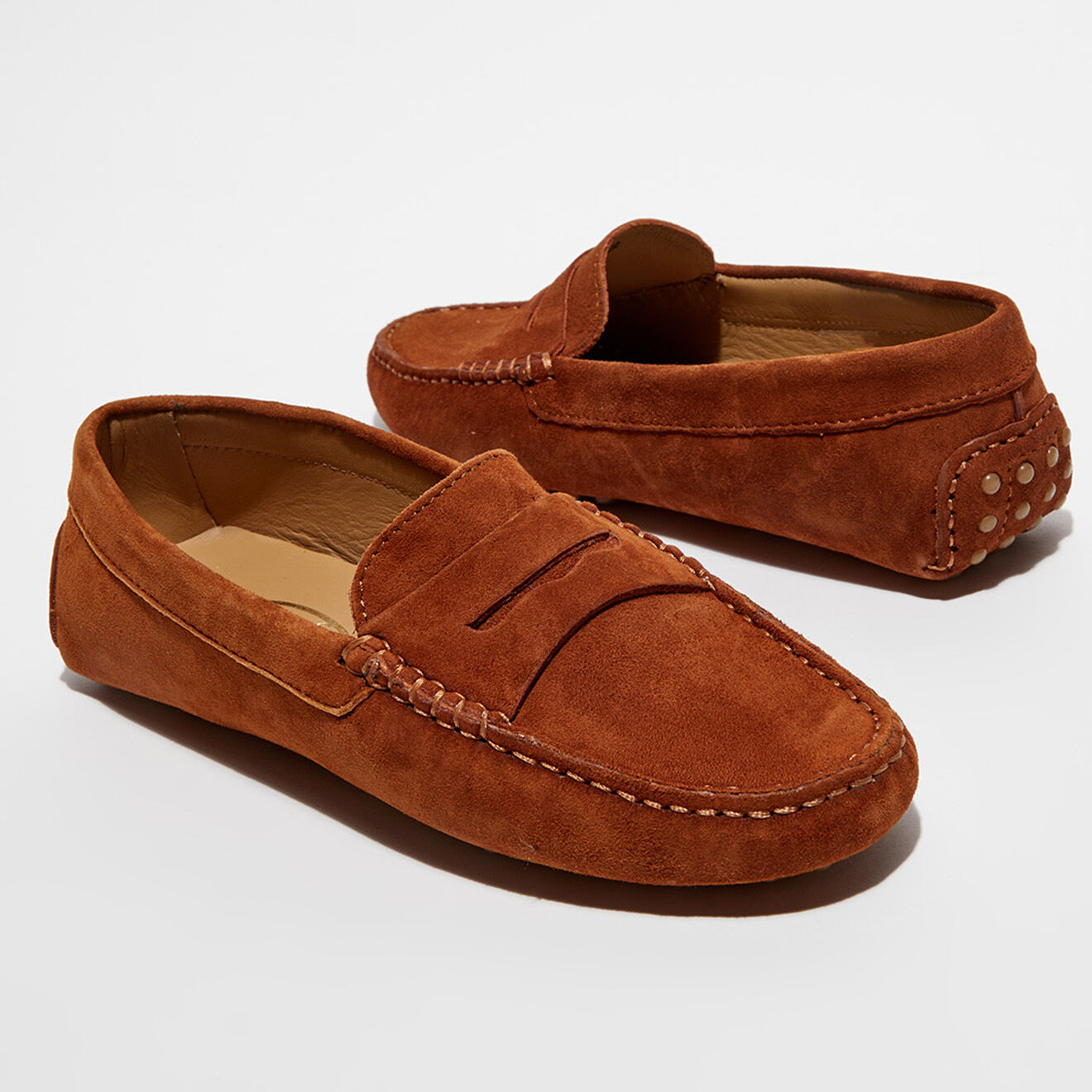 Loafers Mocassins en Velours de Cuir Jade terracota