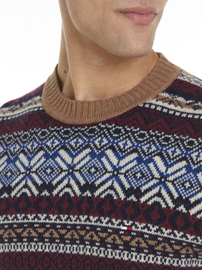 Tommy Hilfiger GIFTING WOOL BLEND FAIRISLE C NK Safari canvas / multi