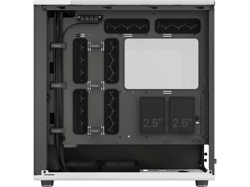 Fractal Design PC-Gehäuse North XL TG Clear Weiss Elegantes Gehäuse mit Seitenfenster und offener Front aus echtem Eichenholz