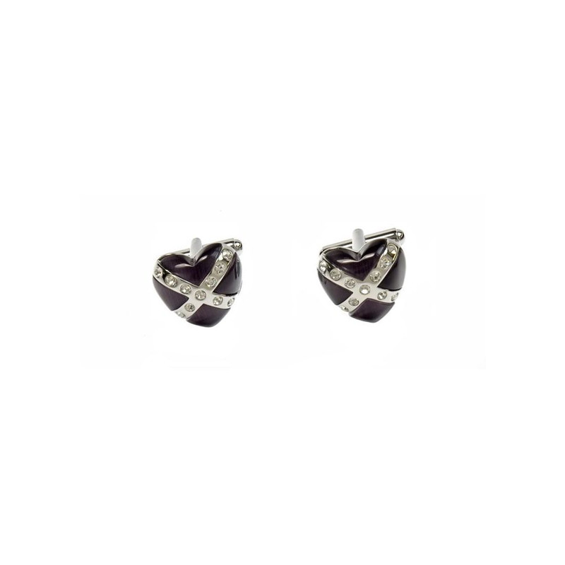 Boutons de manchette, coeur violet