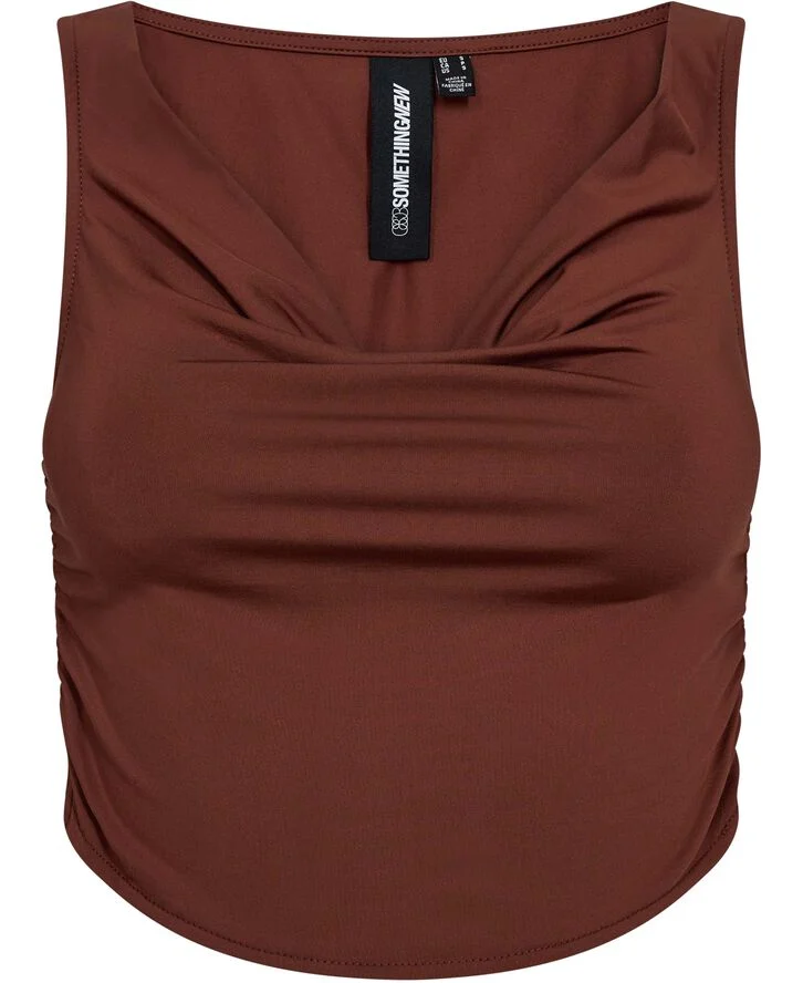 Something New SNMILA SL WATERFALL SHORT TOP - SAN Cherry mahogany
