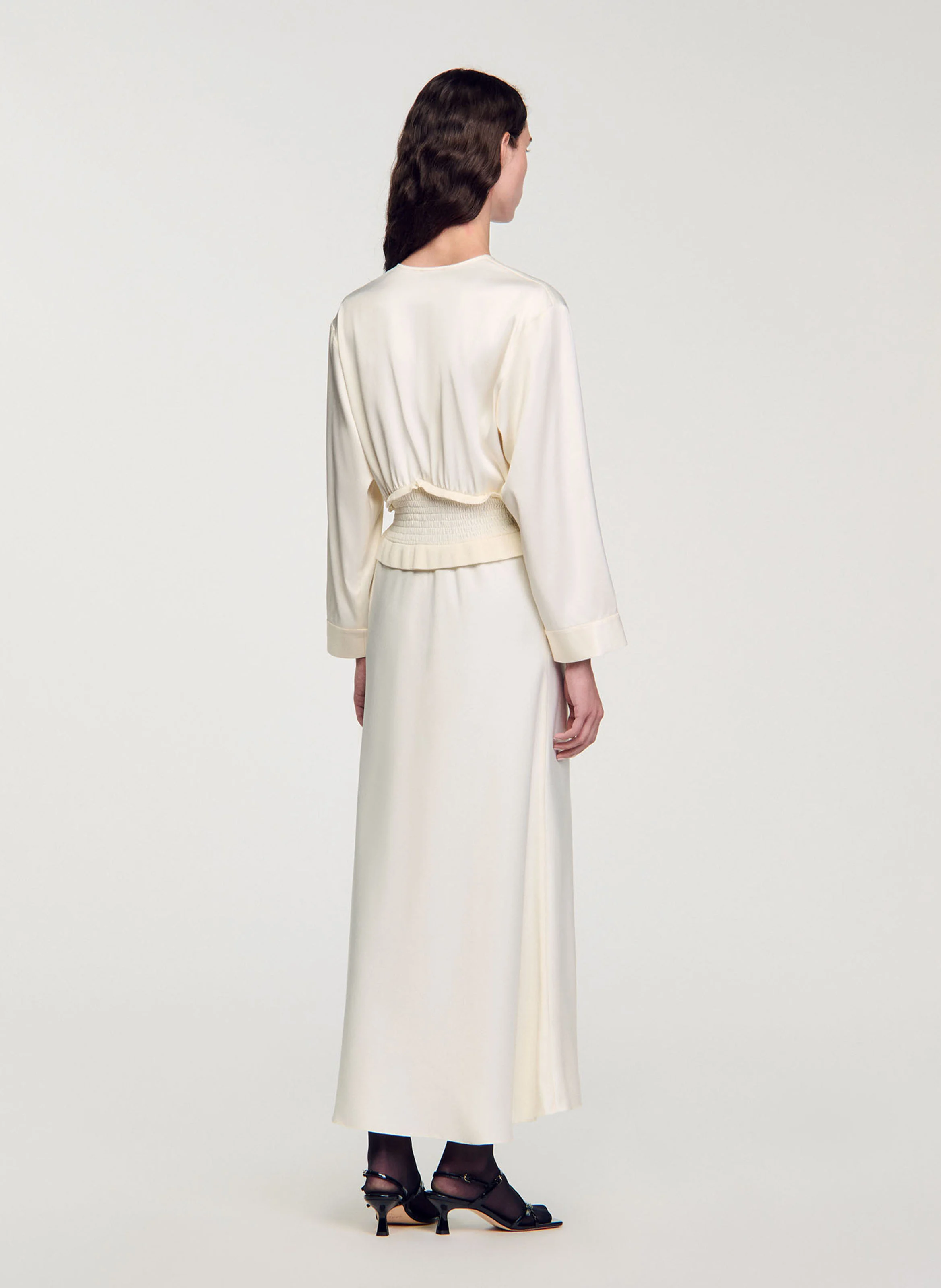 Robe longue satinée| Blanc