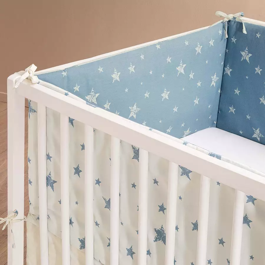 hibboux® Bettgittereinlage Star Crib Bumper White&Blue