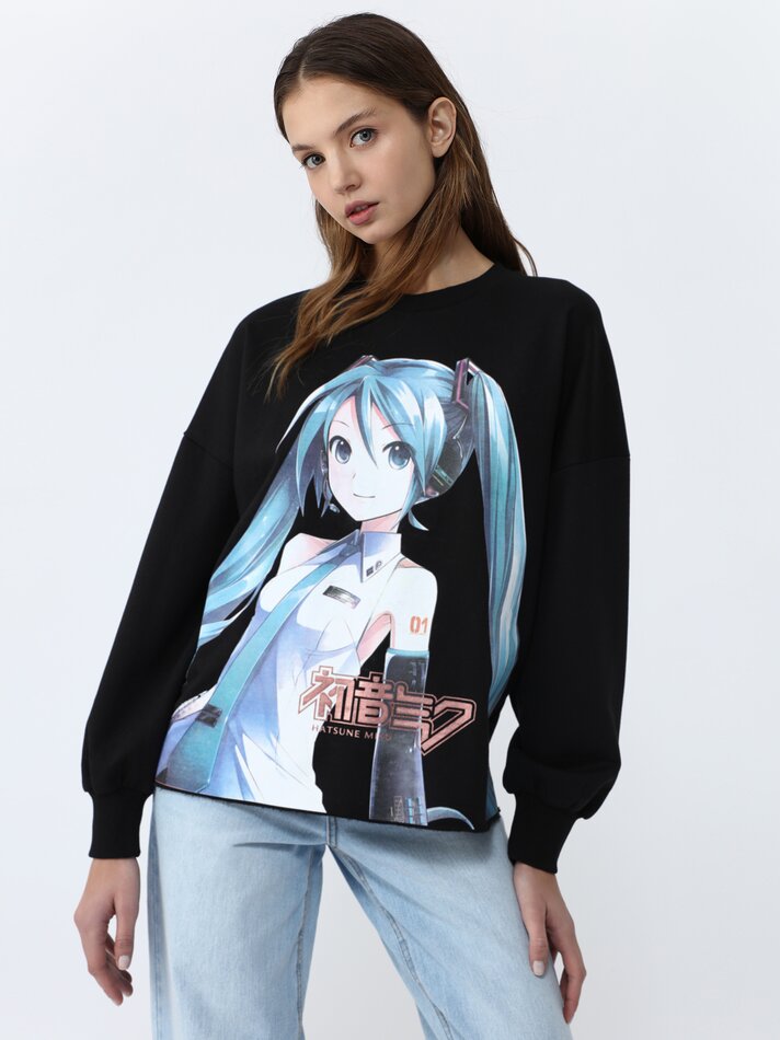 Moletom Miku Hatsune Estampado - Vigoré Preto