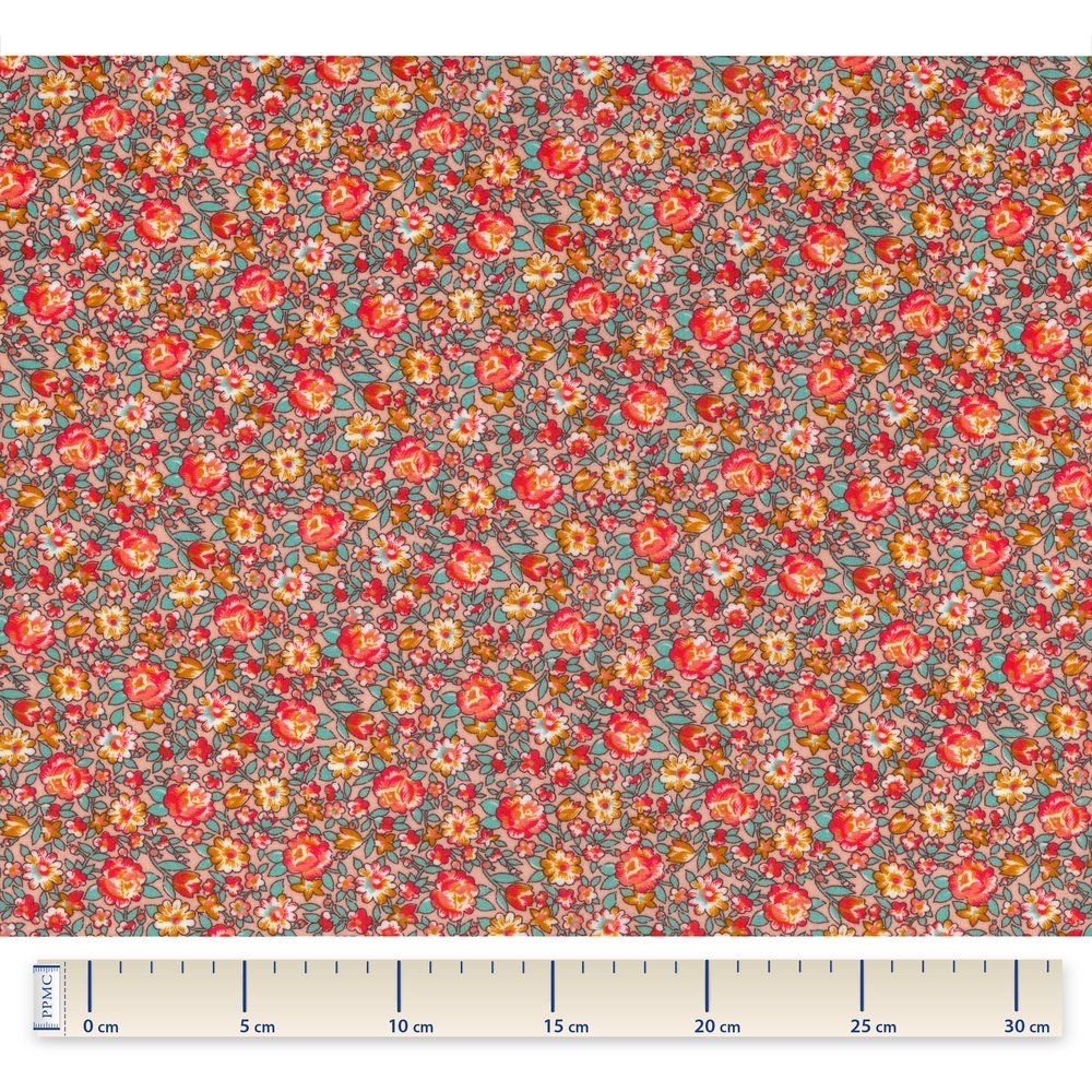 Tissu Enduit Au Mètre Floral Pêche