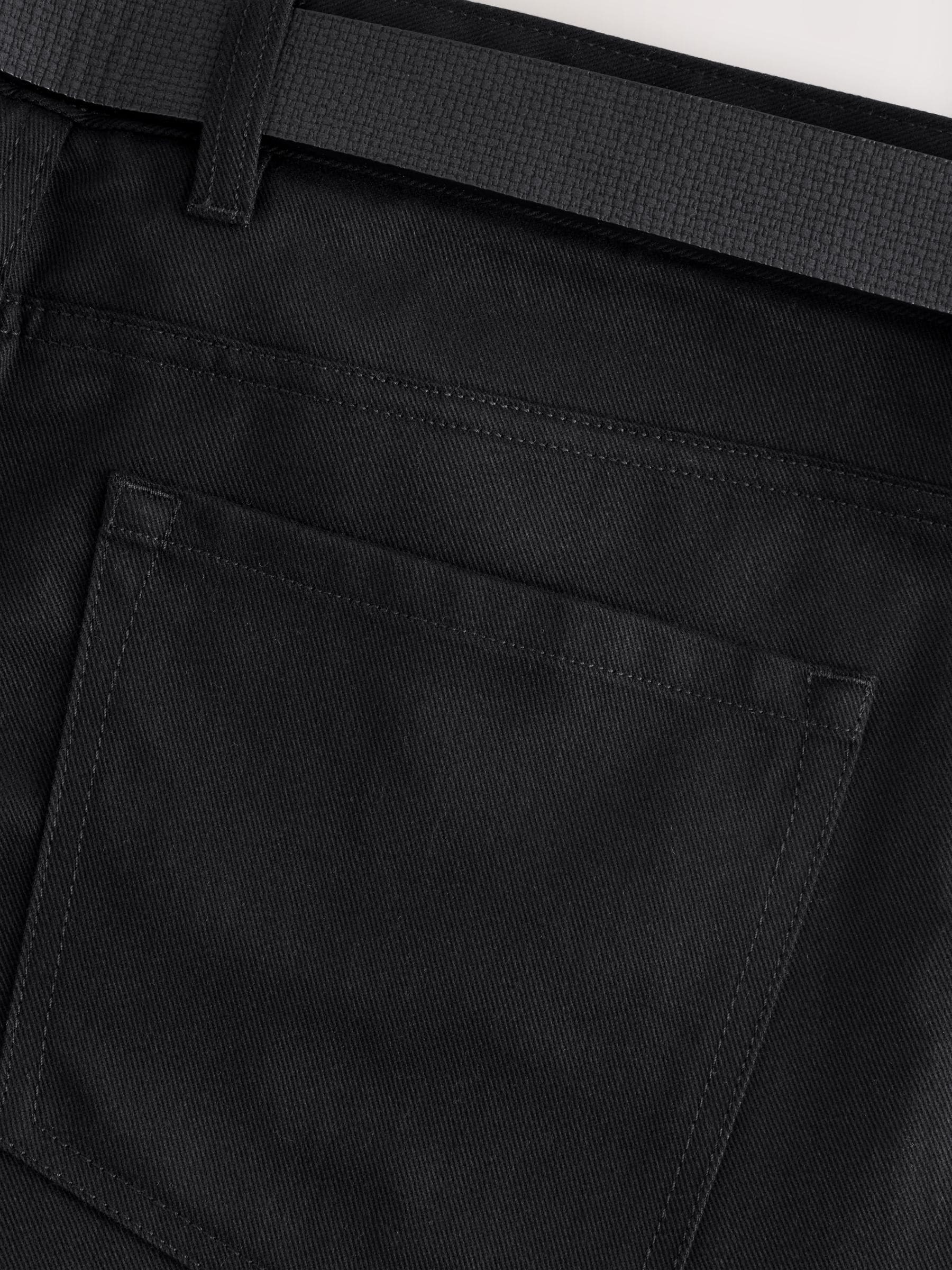 Zwart - Straight fit - Smart Brushed Cotton TENCEL™ Lyocell Blend Chinos With Belt