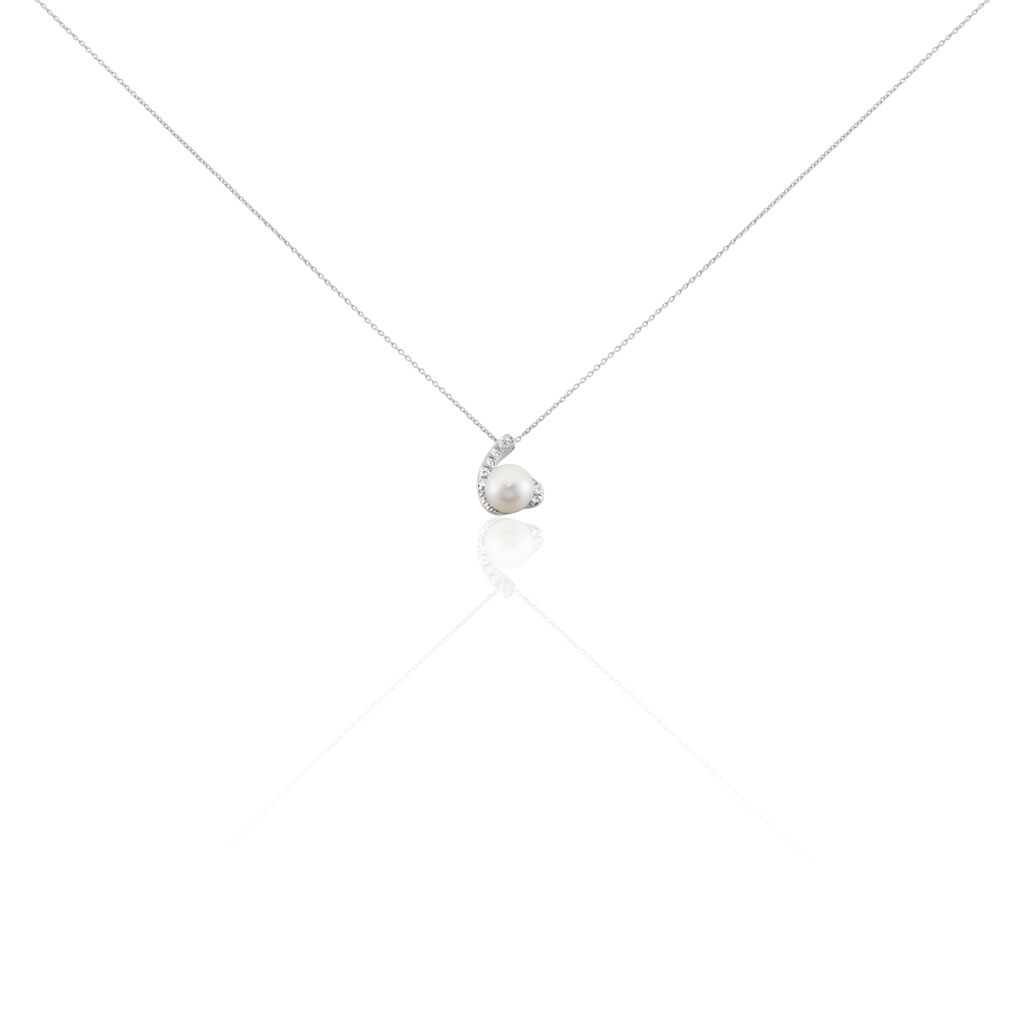 Collier Angel Or Blanc Perle De Culture Oxyde