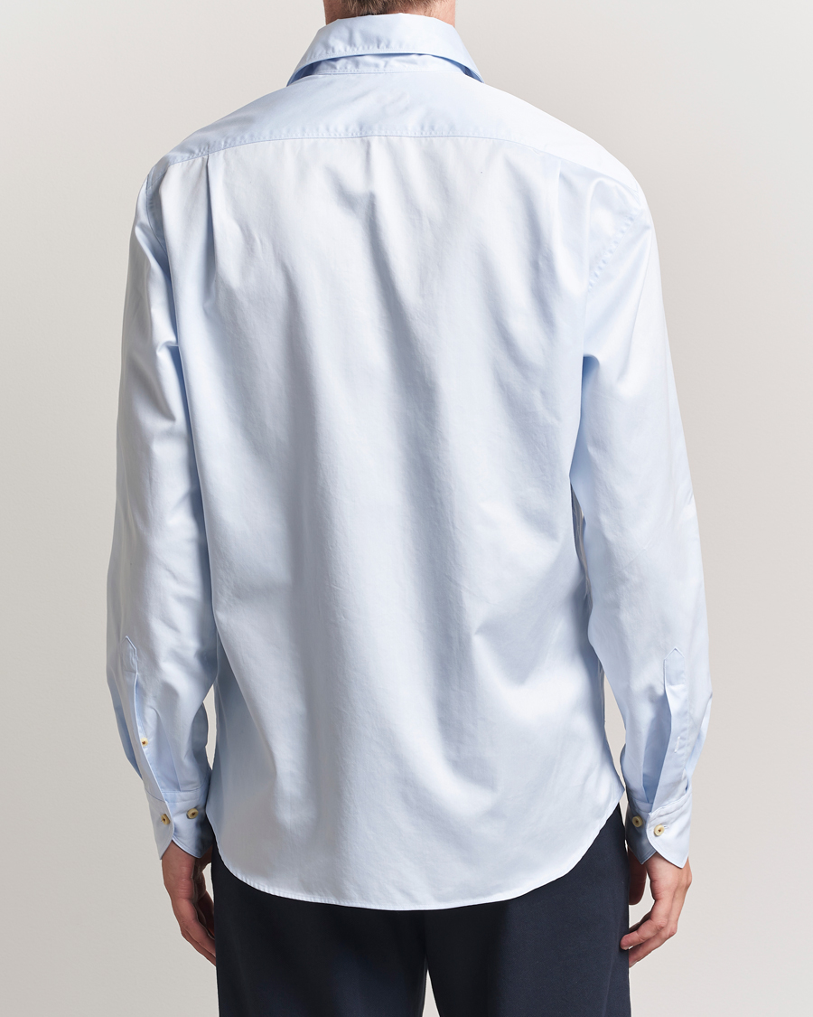 Stenströms Regular Fit Washed Cotton Plain Shirt Light Blue