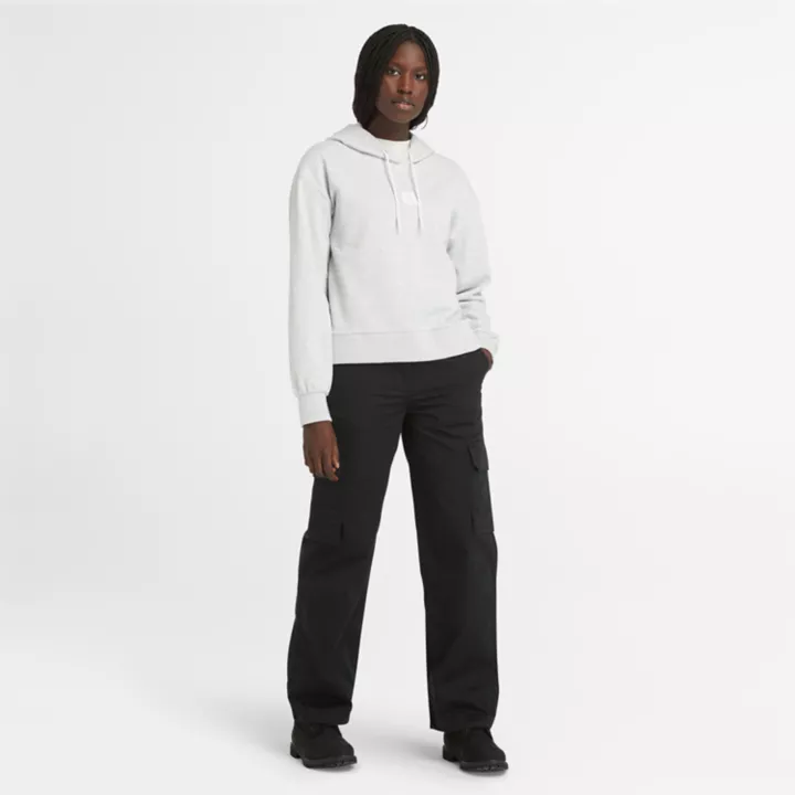 Sweat à capuche à envers bouclé pour femme en gris clair