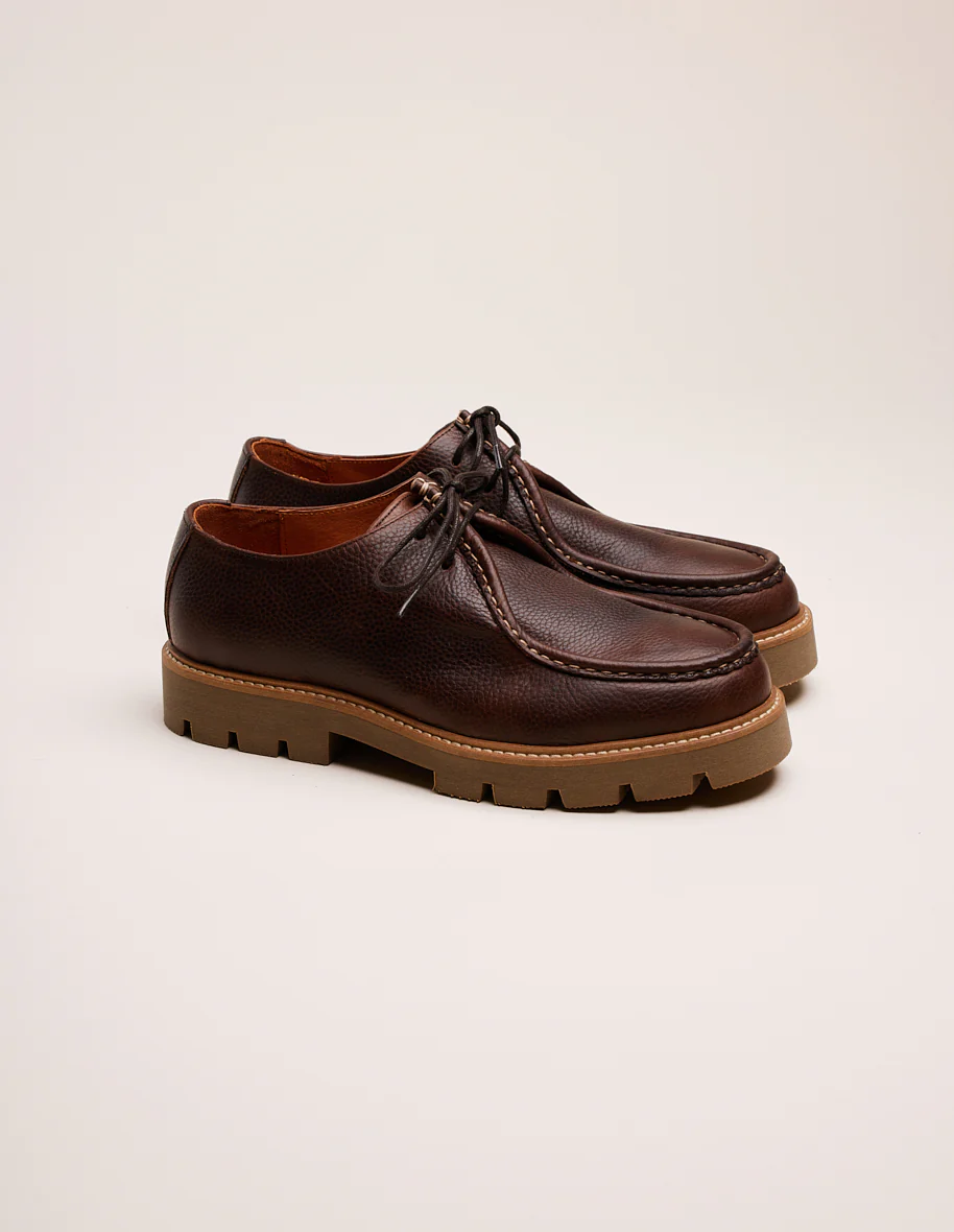 Derbies Gontran - Cuir pull up grainé marron
