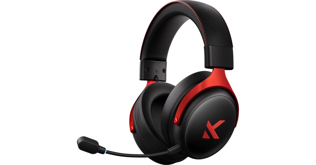 MCHOSEV9 Pro Wireless  over-ear gaming headset  (Zwart/rood, PC / laptop / Playstation / Switch / Smartphone, 2.4G / Bluetooth / Wired / Type-C)