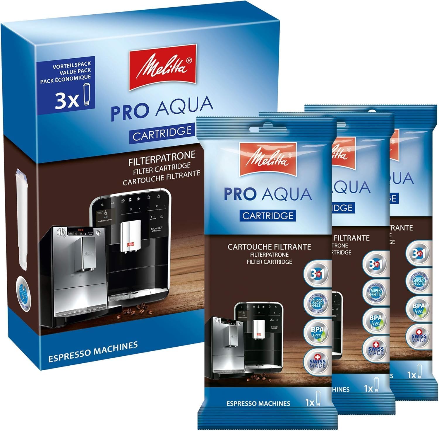 Melitta, Purista, Argent, F230-101 Machine à Café et Expresso 1L Automatique avec Broyeur à Grains, Compacte, Silencieuse