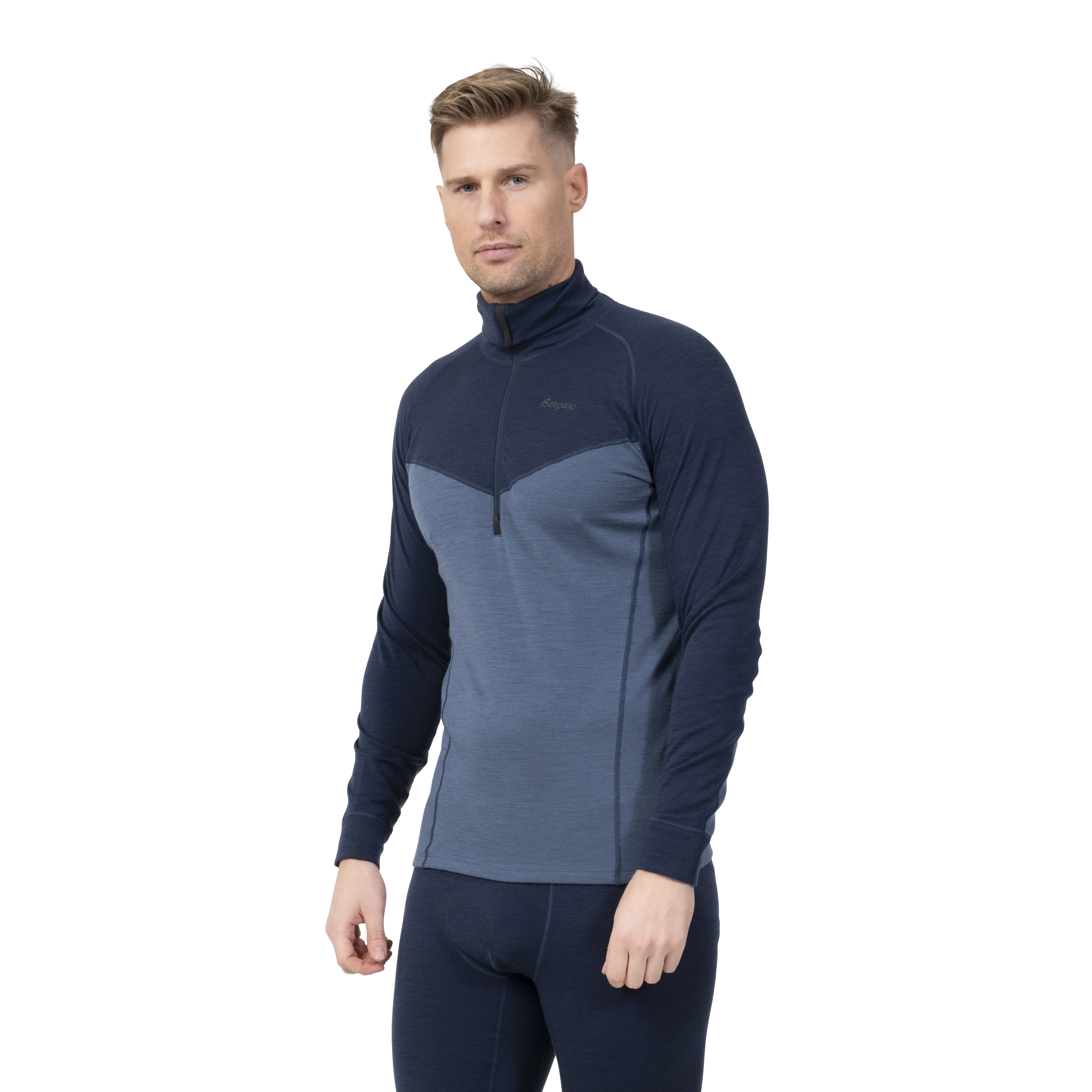 Inner:Dual Merino Half Zip Men Granite Blue / Navy Blue