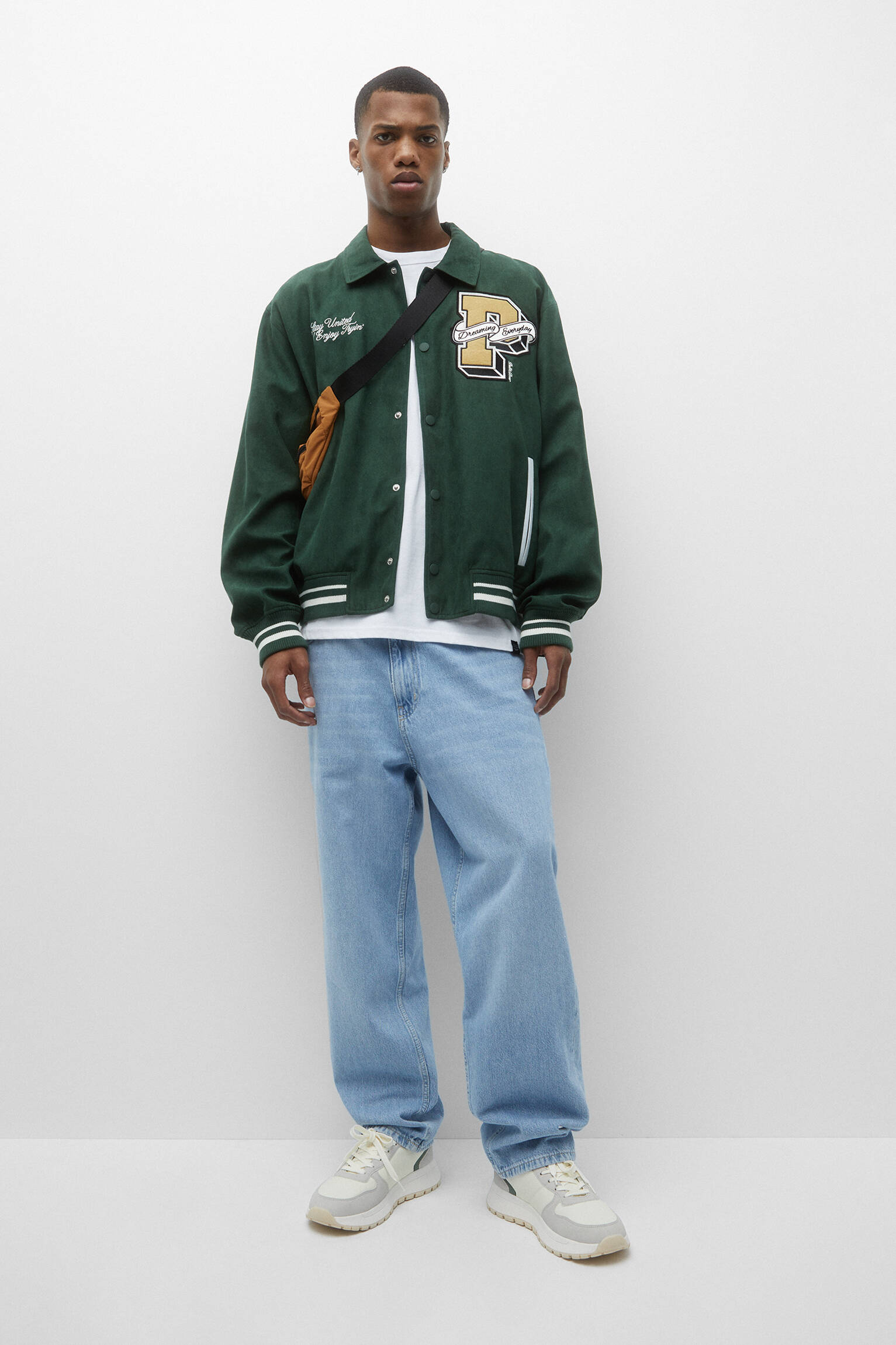 Jaqueta bomber de camurça - verde