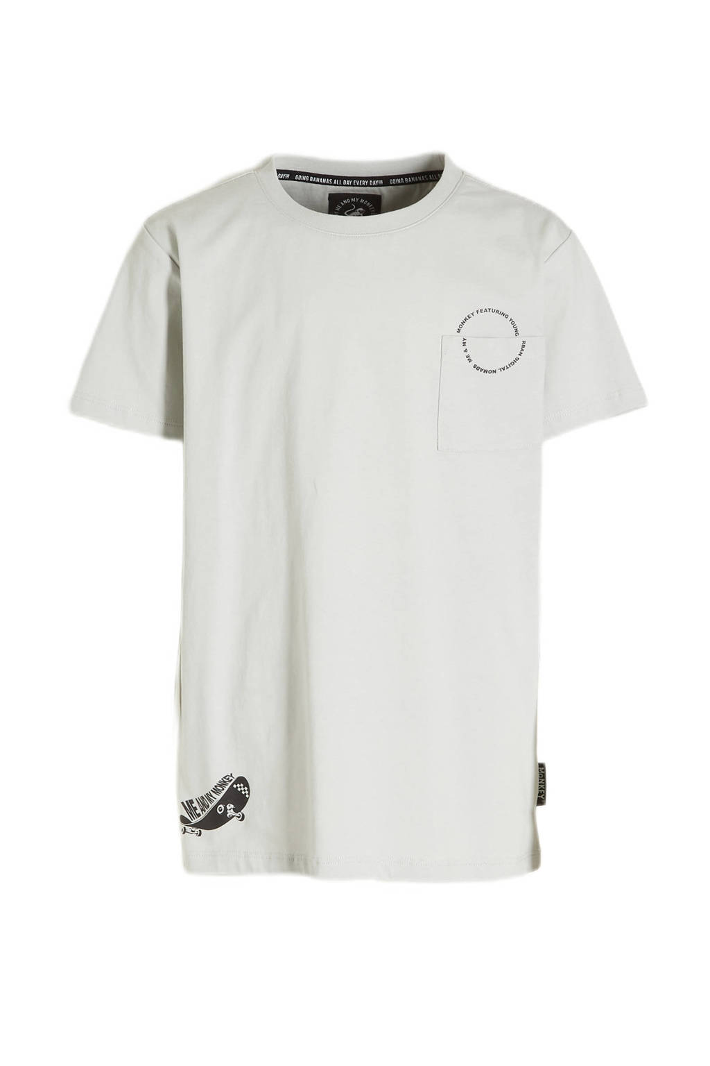 Me & My Monkey T-shirt Miles met printopdruk grijs