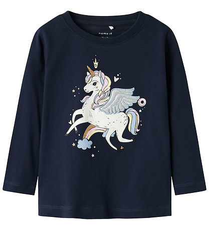 Name It Bluse - NmfTillie - Navy Blazer m. Einhorn