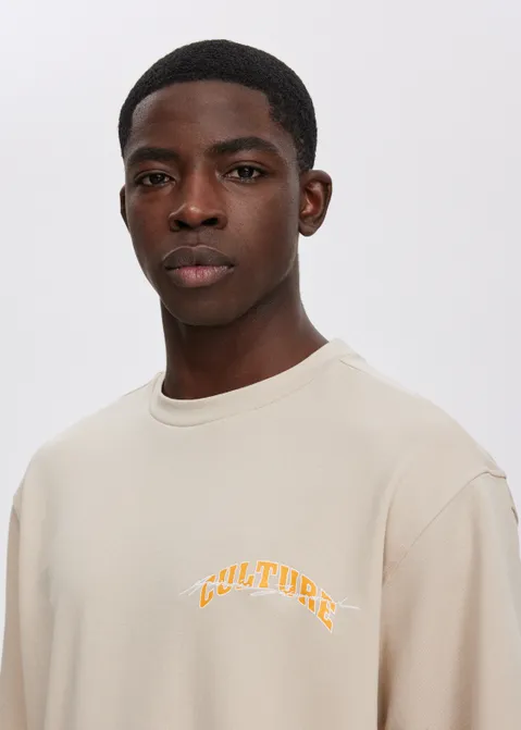 T-shirt met print culture zand (ZND.L)