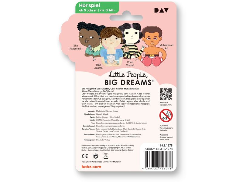 Kekz Audiochip Little People, Big Dreams Ella Fitzgerald, Jane Austen, Coco Chanel, Muhammad Ali