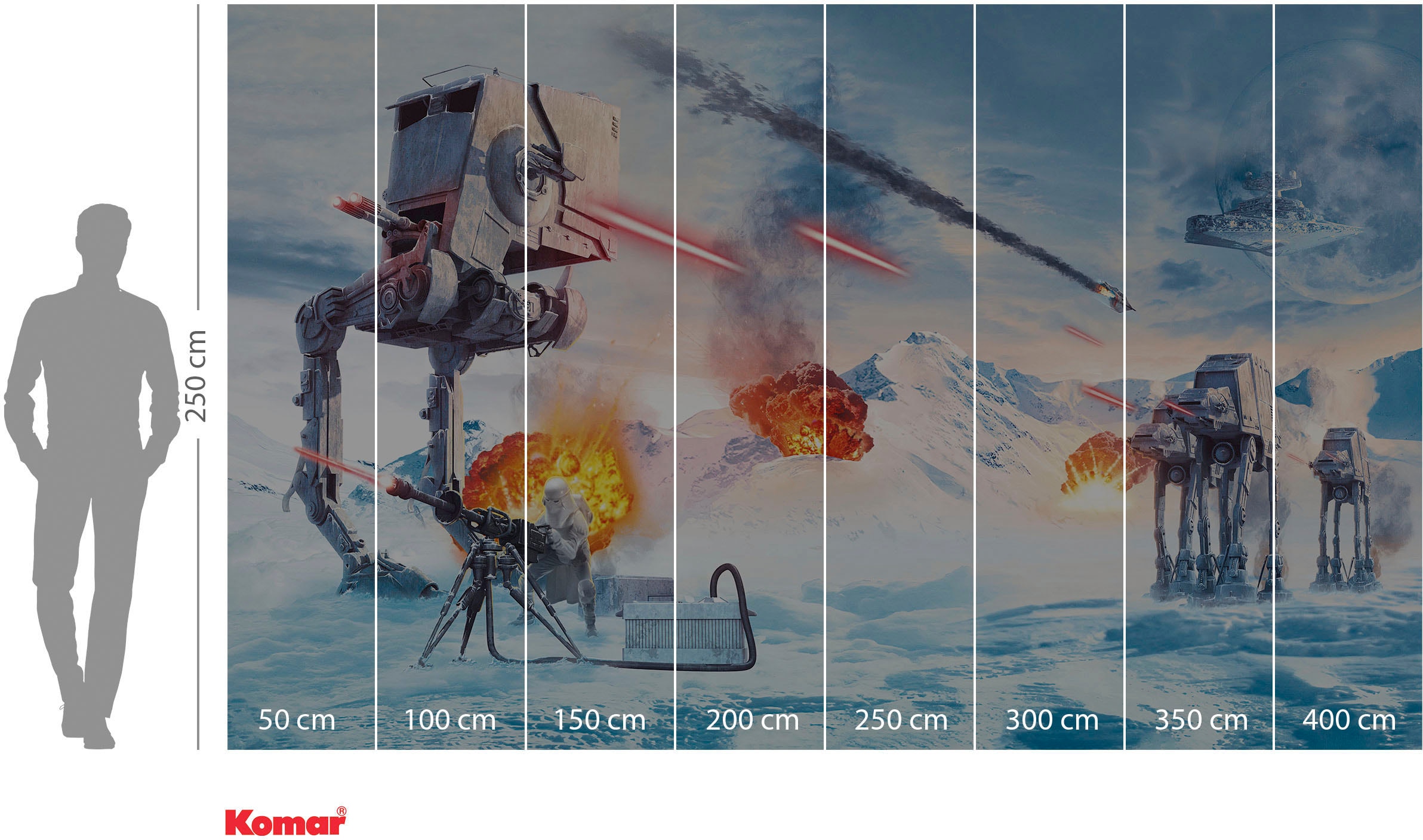 Komar Fototapete »Digitaldruck Vlies -  Star Wars Hoth Showdown - Grösse 400 x 250 cm« bedruckt glatt Kinderzimmer