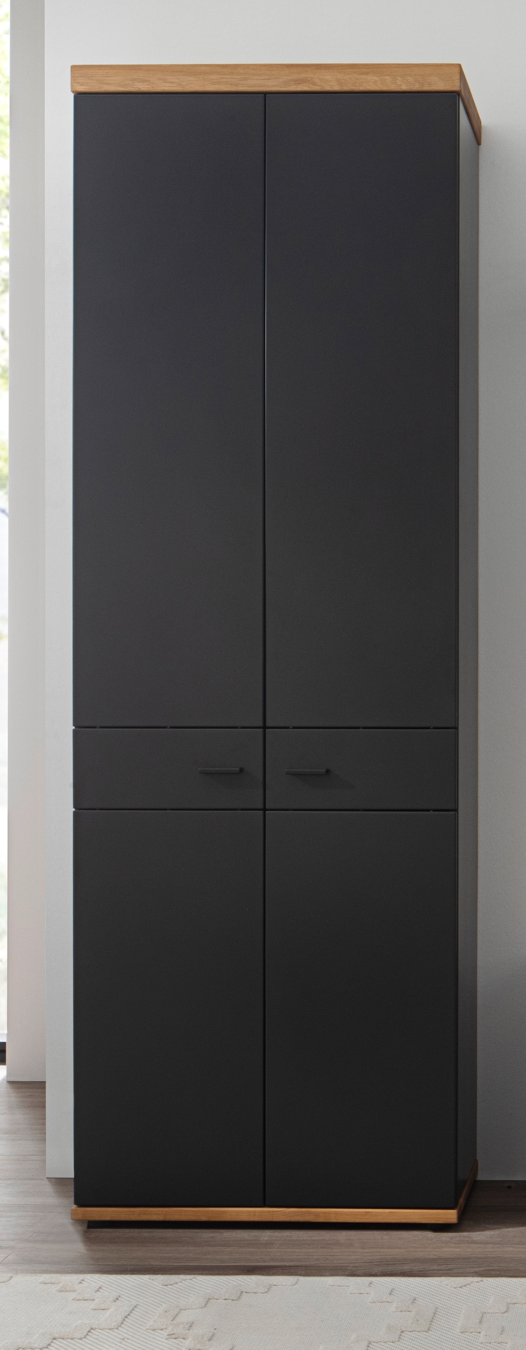 vito Garderobenschrank BOGOTA 70 x 211 cm Wildeiche massiv/anthrazit