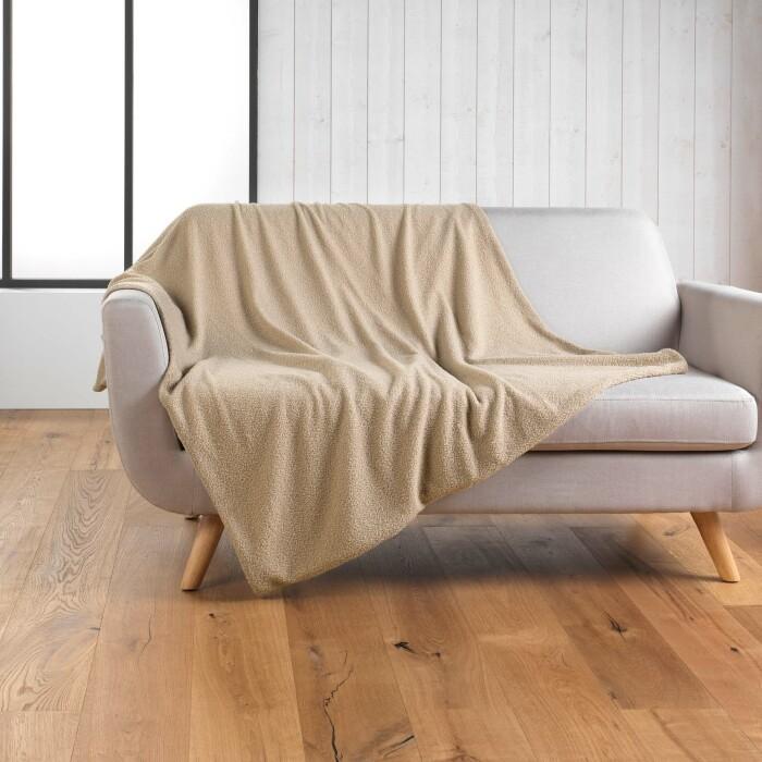 PLAID 125X150CM BOUCLETTE UNIE WOOLY BEIGE