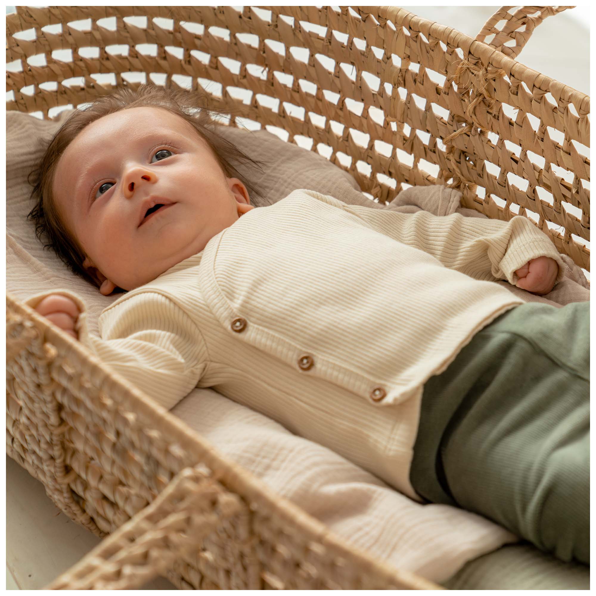 Prénatal newborn overslagshirt rib lange mouwen effen beige
