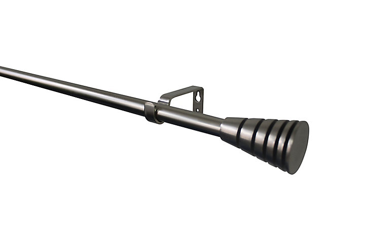 Kit de tringle à rideau extensible embout cône Athens GoodHome 200/330 cm, Ø19mm gris