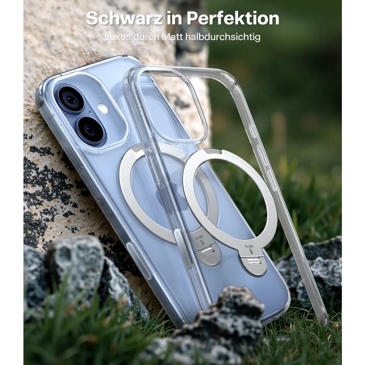 iPhone 17 Ostand 360° Spin MagSafe Hybrid Hardcase Hülle Ring Stand   Kickstand - Transparent