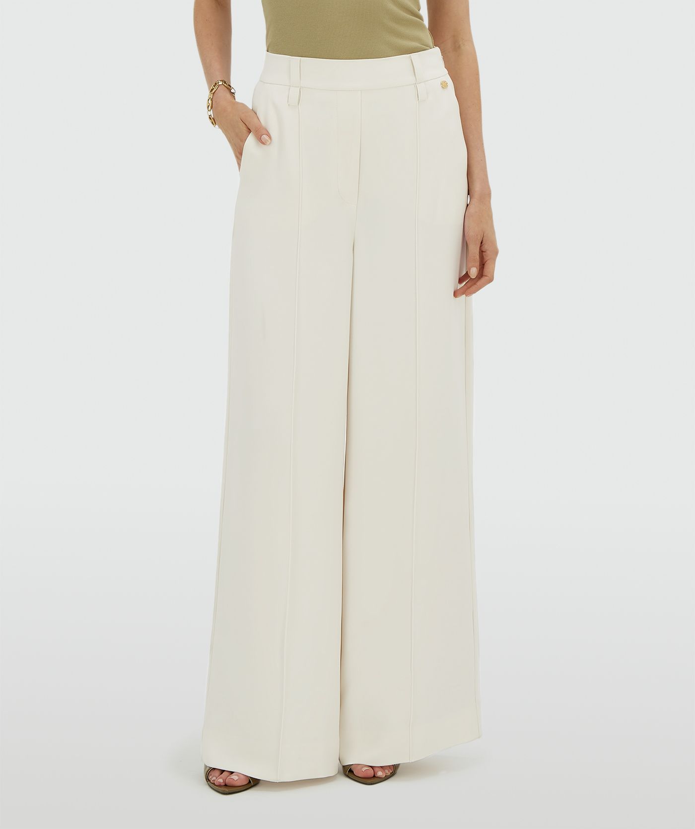 JV-ESSA high waisted wide leg pantalon - off white