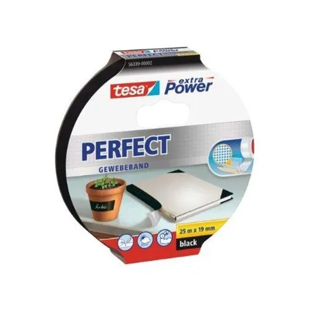 tesa extra Power Perfect Gewebeband, 25 m:19 mm, schwarz