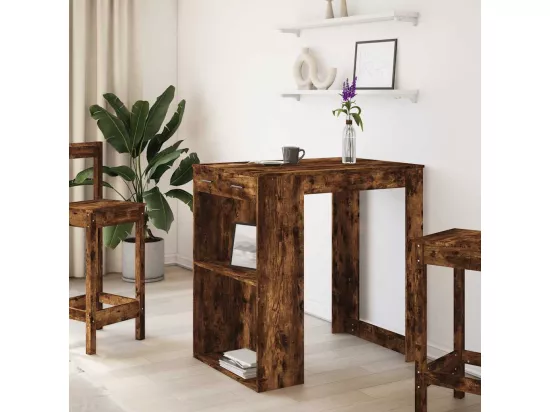 Table de bar chêne fumé 102x70x103,5 cm bois d'ingénierie