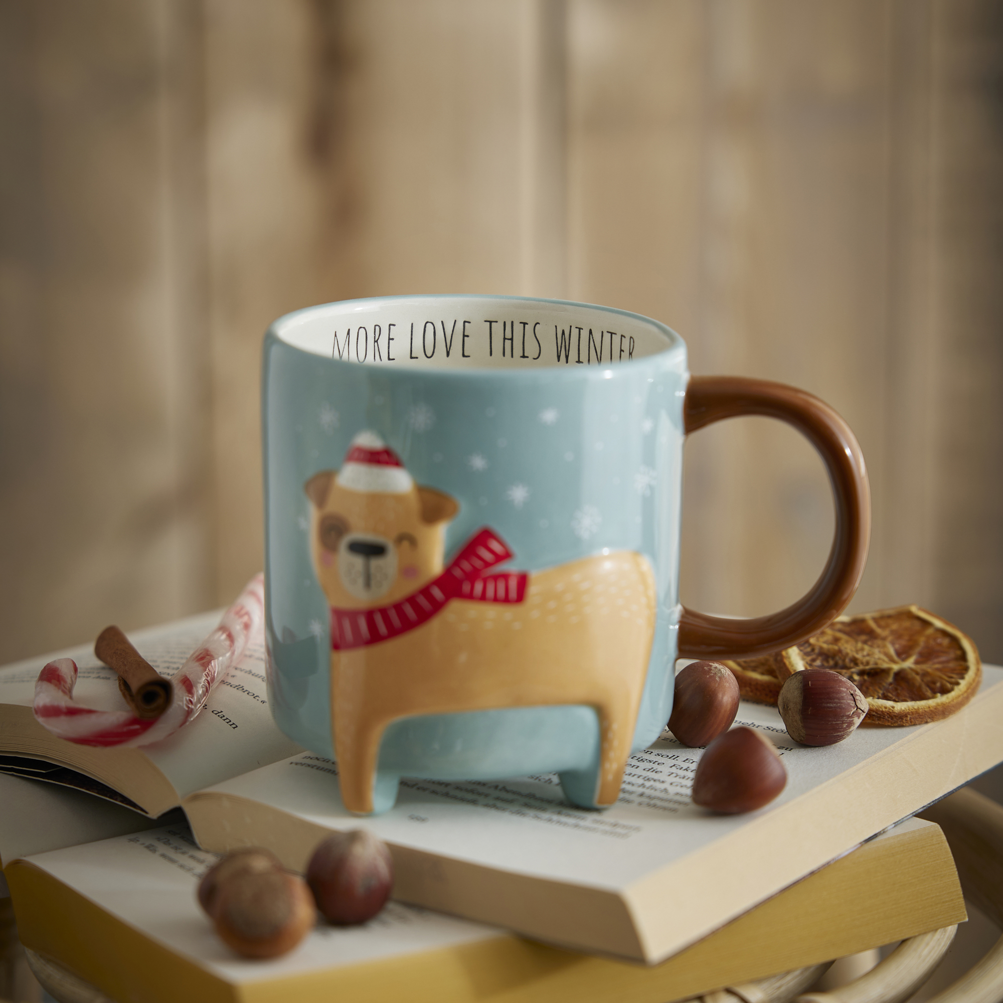Weihnachtsbecher aus Keramik mit Hundfuß - 480 ml