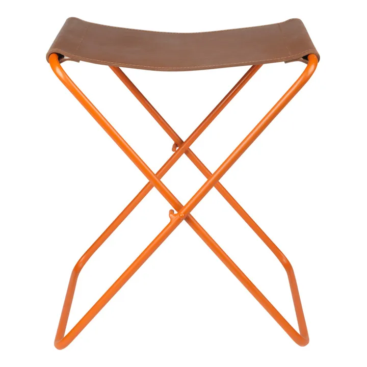 Broste Copenhagen Tabouret pliant Nola en cuir | Orange