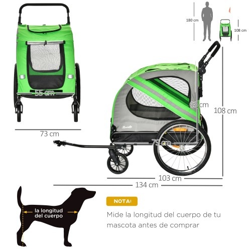 Reboque para bicicleta para cães PawHut
