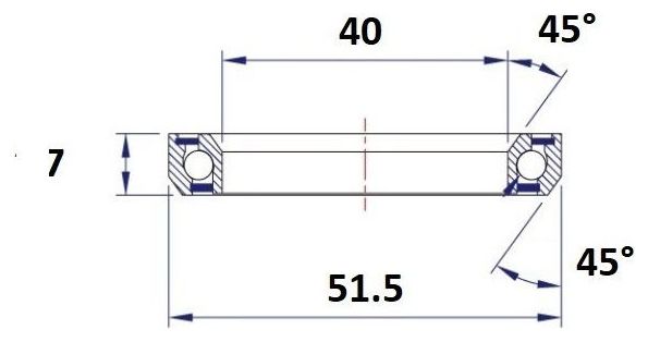 Roulement de Direction Black Bearing D12 40 x 51.5 x 7 mm 45/45°