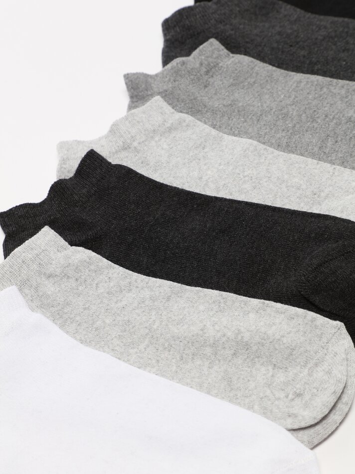 Pacote com 7 pares de meias curtas básicas - Cinza