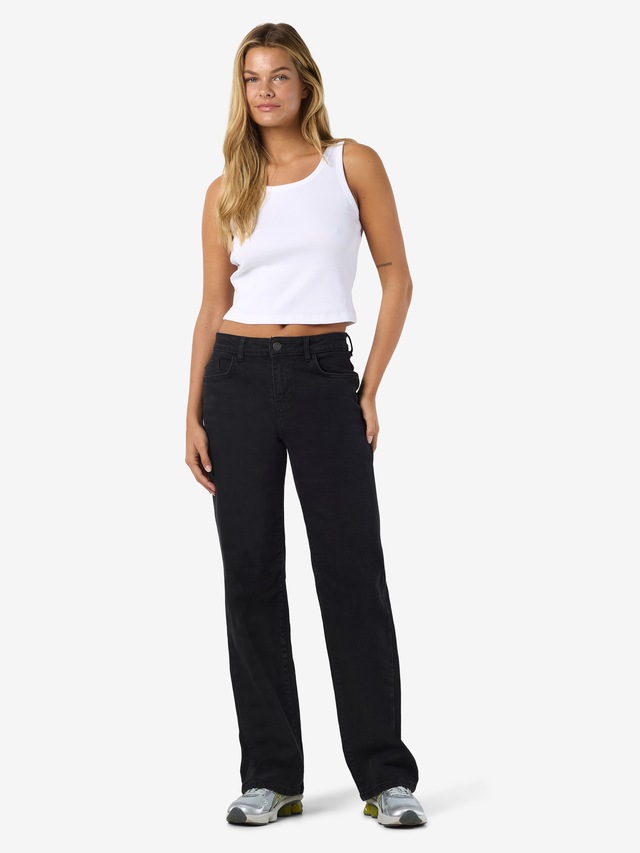 Noisy may Straight-Jeans »NMYOLANDA NW WIDE JEANS BLACK NOOS«, extra lang