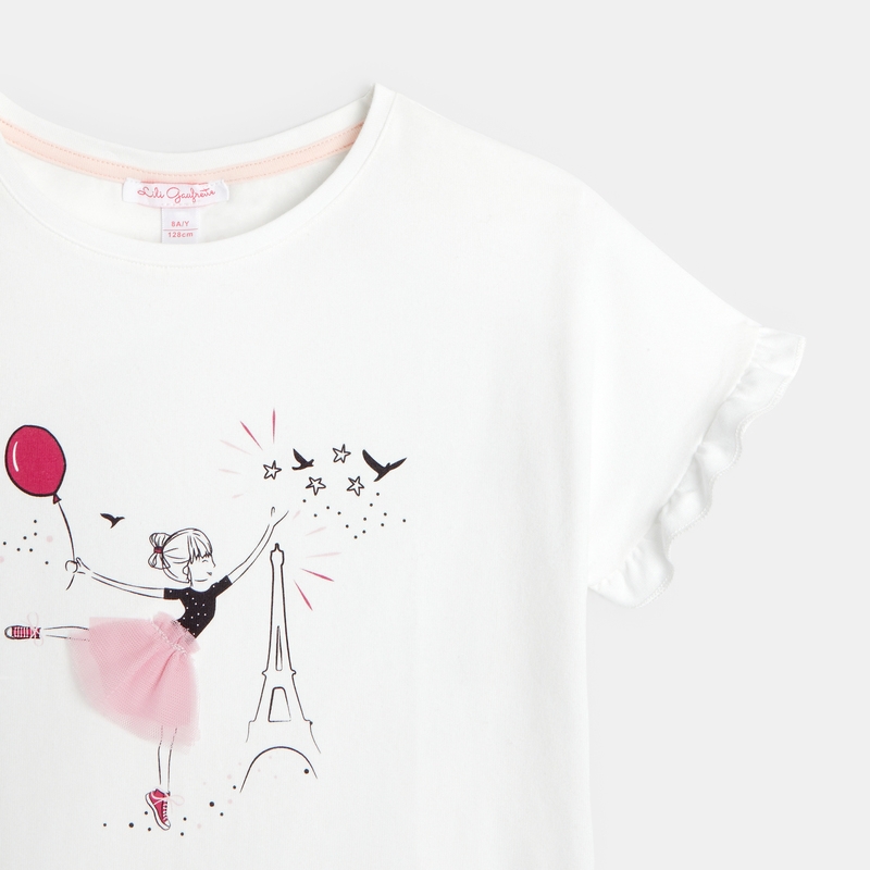 Tshirt blanc dessin crayonné Lili Gaufrette fille