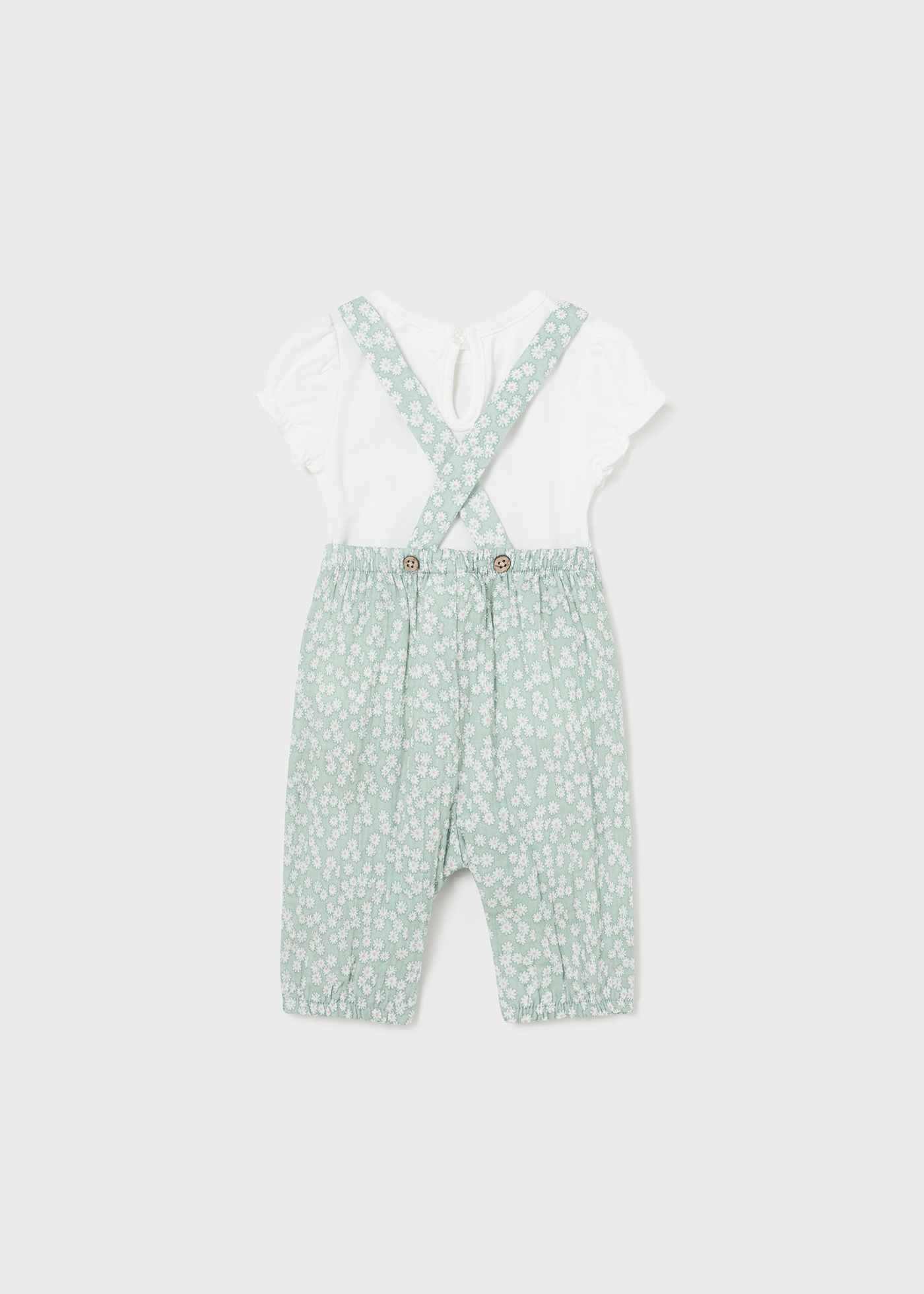 Conjunto de duas peças Better Cotton, jardineira comprida, tamanho recém-nascido Jade