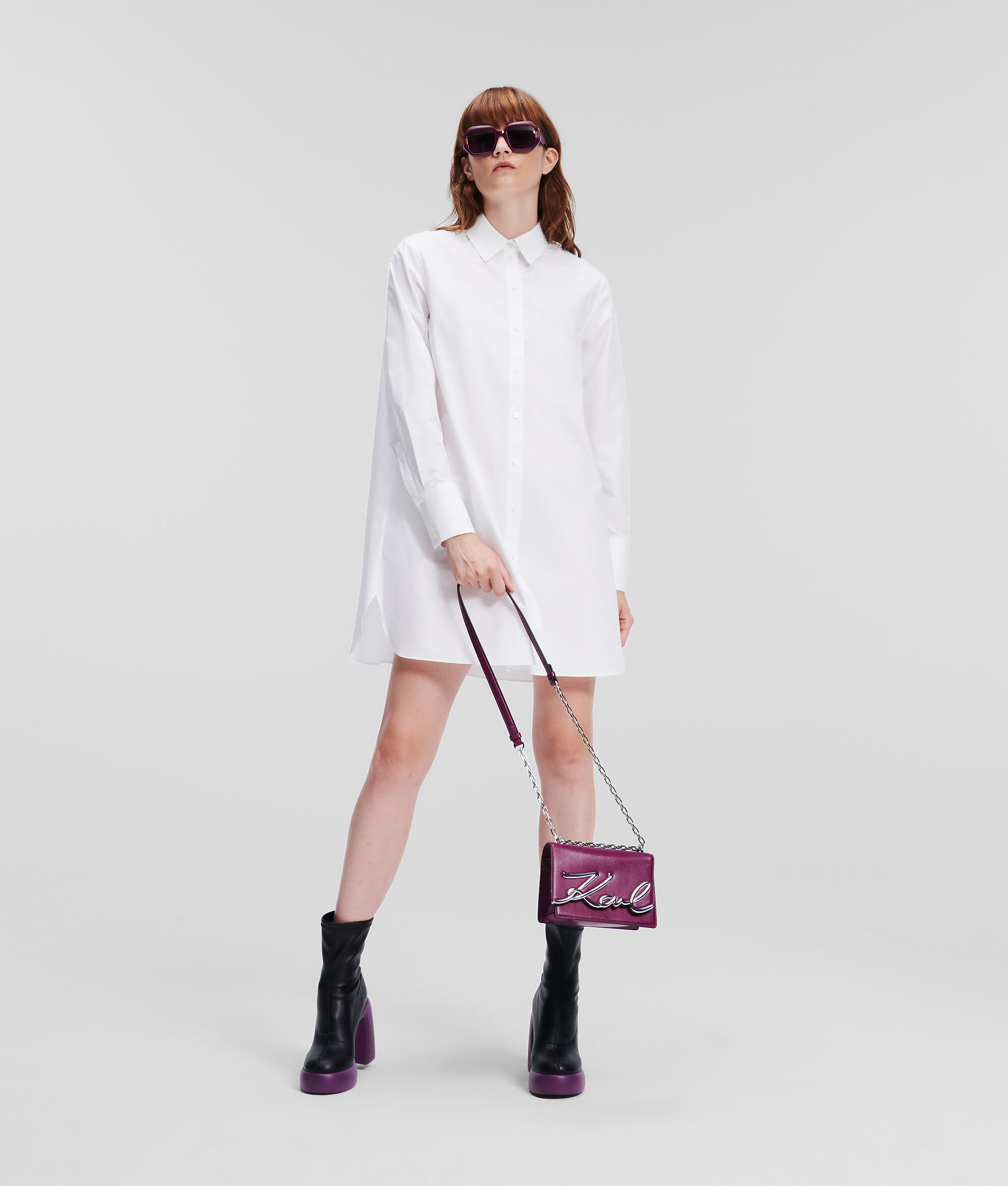 CHEMISE TUNIQUE AVEC LOGO KARL EN STRASS