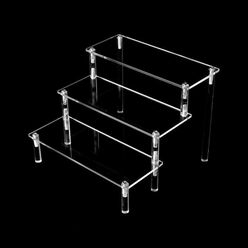 (15x30cm) Acryl Ständer Deko Halterung Display Regal Treppe mit 3 Stufen für Candy Bar / Kuchen Buffet / Sammlerstücke - Transparent