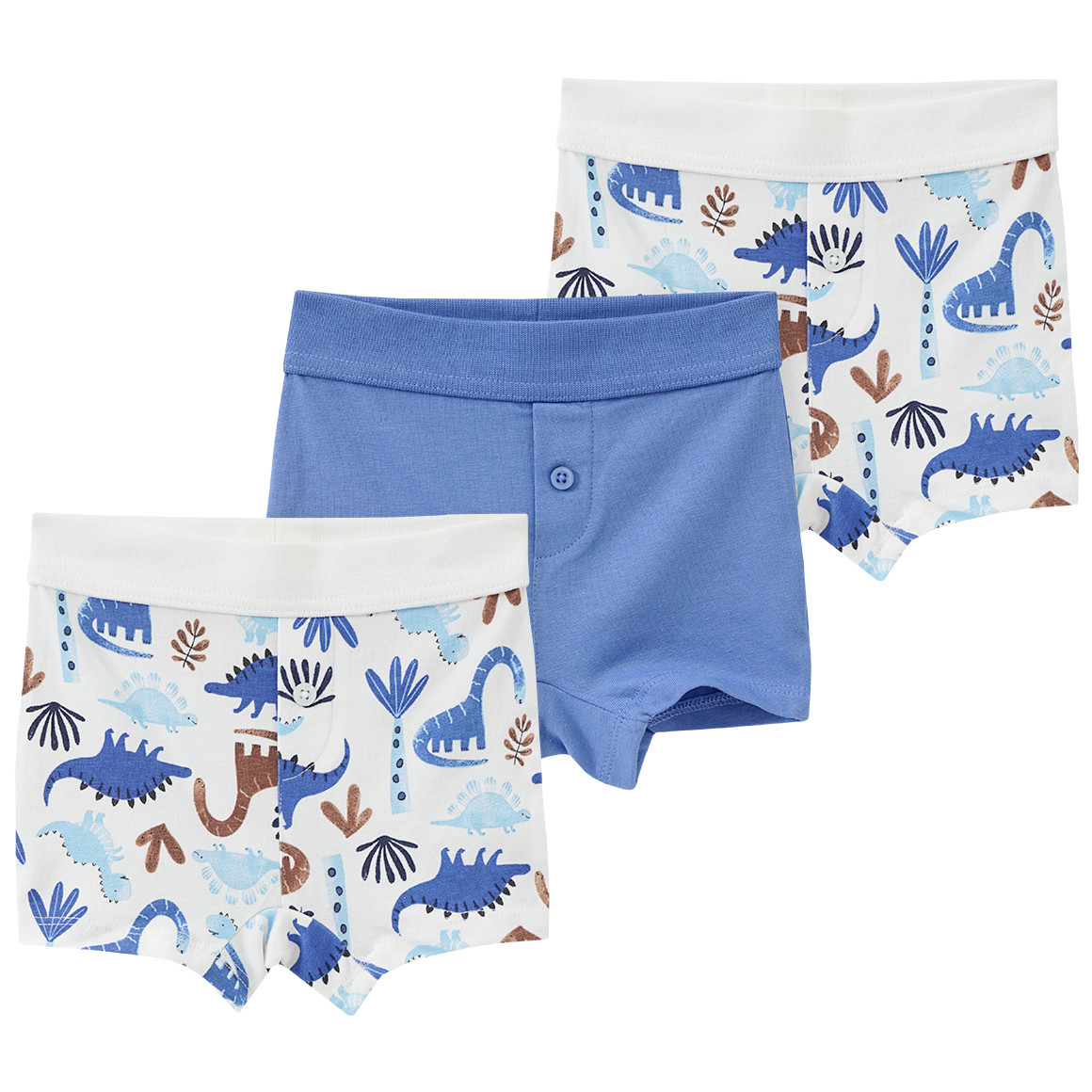 Topomini 3 Baby Boxer mit Dino-Motiven weiss / blau / braun