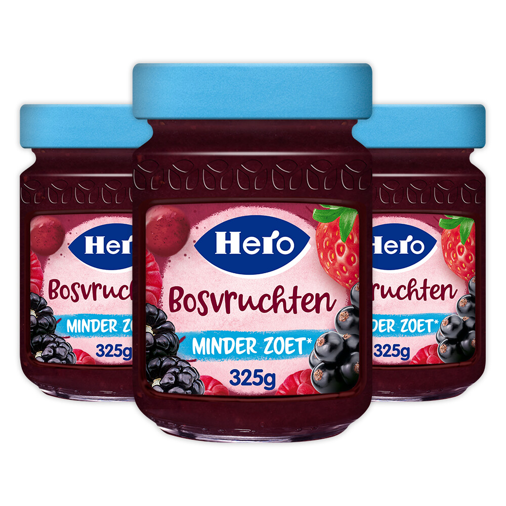 3x Hero Jam Minder Zoet Bosvruchten325 gr