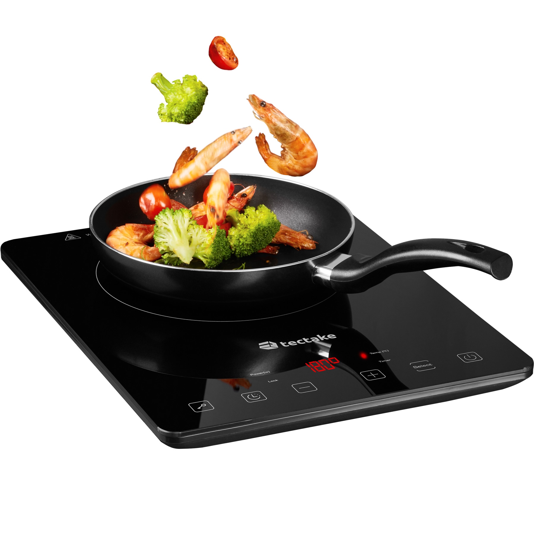 tectake® Induktionskochplatte, einzel, 2000W, Touch-Display mit 10 Leistungs- und Temperaturstufen, 60 - 240° C, inklusive einstellbarer Tastensperre