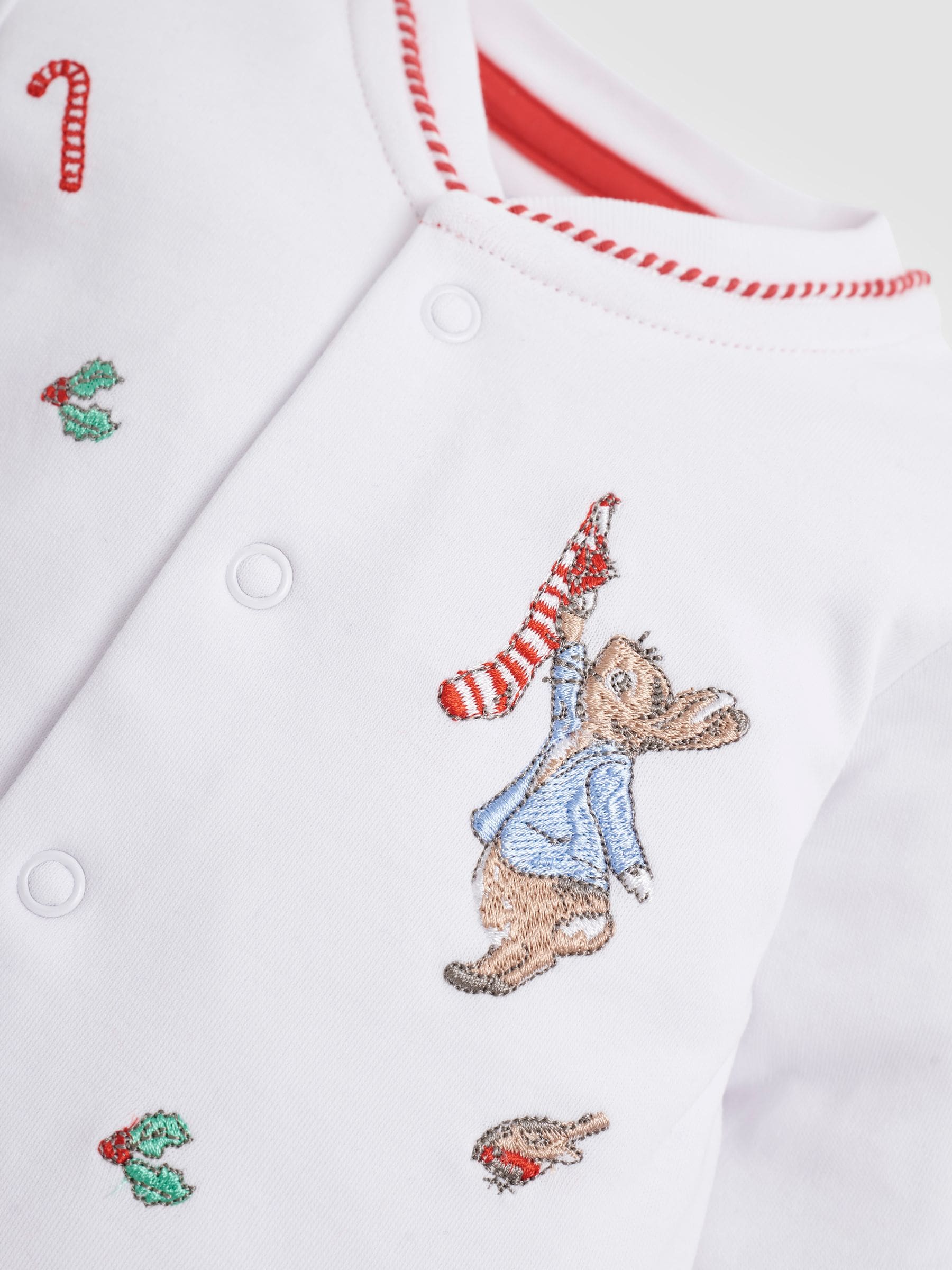 JoJo Maman Bébé - Peter Rabbit babypyjama en muts met kerstprint